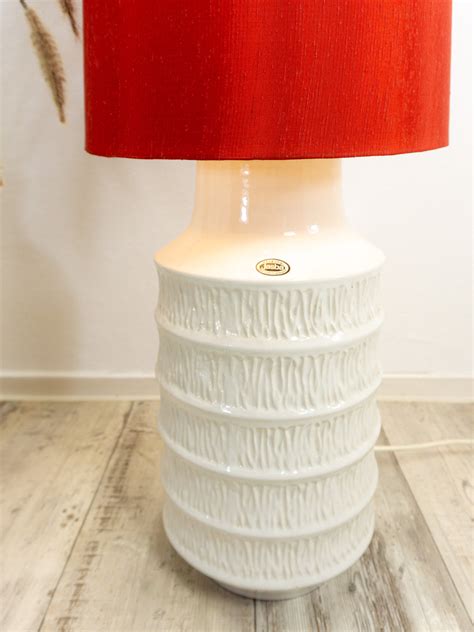 1970s Red White Ceramic Floor Lamp By Jasba Westgerman Pottery Vintarama