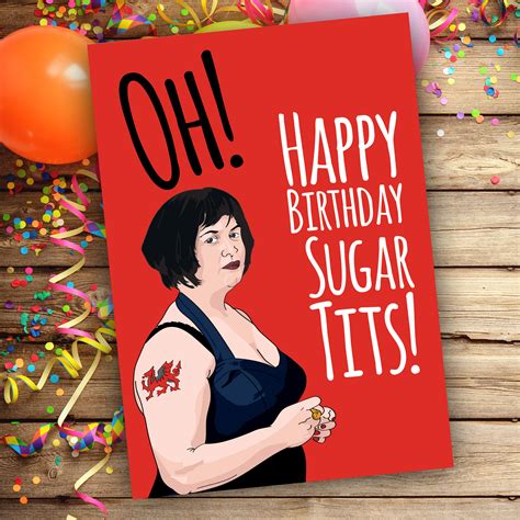 Happy Birthday Card Sugar Tits Gavin And Stacey Nessa Etsy