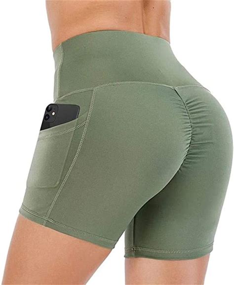 Dodoing Yoga Shorts For Women Ruched Scrunch Butt Running Shorts High Waisted Tummy Control Gym