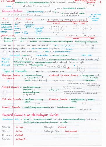 Ocr A Level Chemistry Basic Organic Chemistry Revision Poster