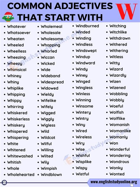 50 words that begin with a. 250 Popular Adjectives That Start with W for ESL Learners ...