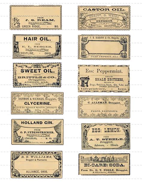 Digital Download Collage Sheet Antique 1800s Vintage Druggist