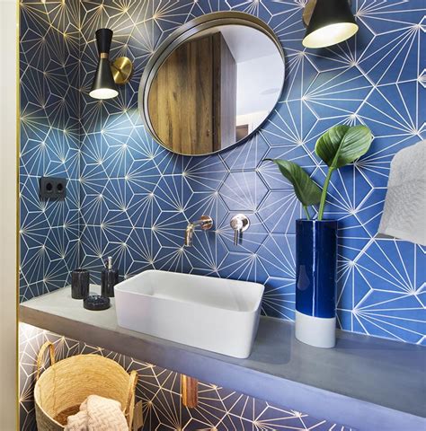 The wall decor features gold painted metal with gold acrylic beads at the end. CONTEMPORIST: Bathroom Design Ideas - A Blue Starburst ...