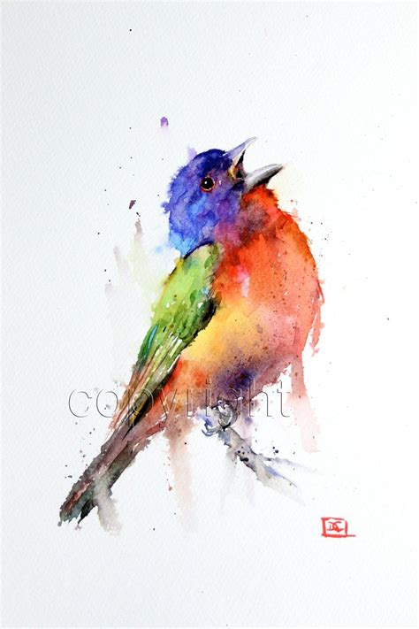 Painted Bunting Watercolor Bird Print Bird Painting Bird Art By Dean