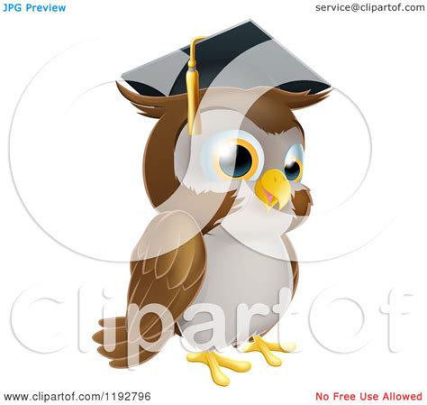 Cartoon Of A Wise Professor Owl Wearing A Graduation Cap Royalty Free