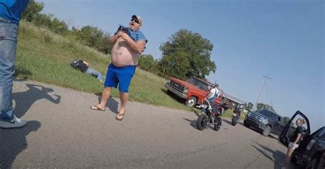 Okie Redneck With Tatted Up Beer Belly Goes Crazy On Young Bikers