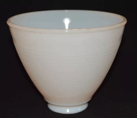 VINTAGE CORNING 820090 Milk Glass Waffle Torchiere Lamp Shade 6 X 2 1