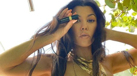 kourtney kardashian reveals the secret to her glowing skin in a dazzling gold bikini hello