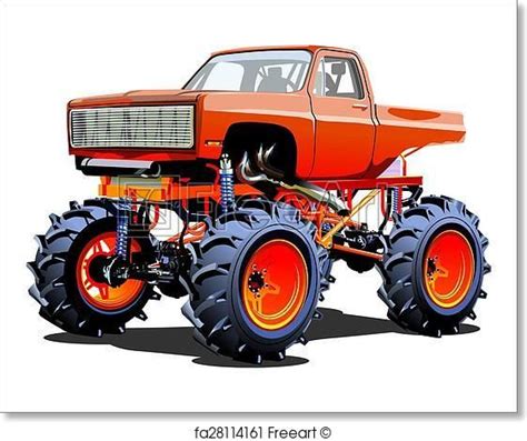 Cartoon Monster Truck Art Print From Mud Trucks Rat Rods