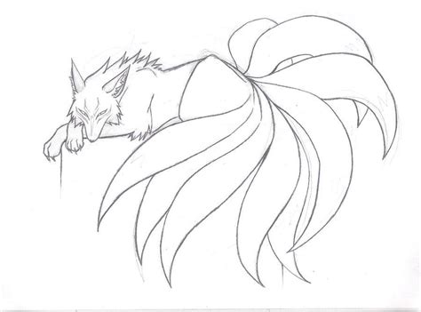 Japanese Nine Tailed Fox Legend Nine Tailed Beauty Sketch By Kitsune
