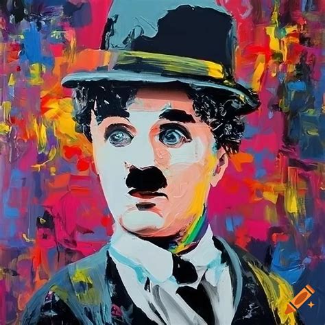 Charlie Chaplin Abstract Oil Painting Pop Art Grafitti