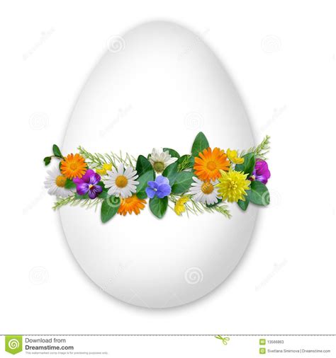 Easter Decorated Egg With Flowers And Plants Egg Decorating Eggs