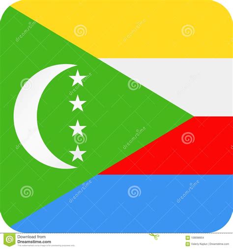 Icono Plano Del Cuadrado Del Vector De La Bandera De Los Comoro Stock