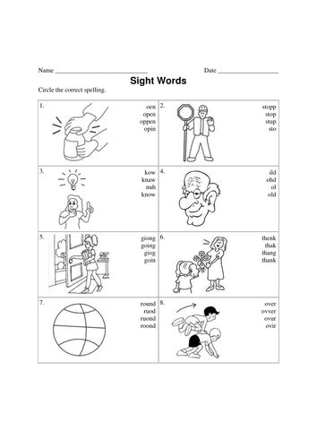 sight words worksheet teaching resources