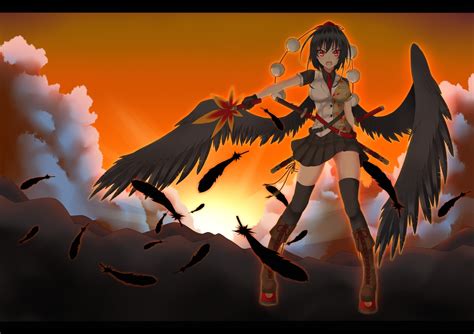 Black Hair Boots Clouds Fan Feathers Gloves Gmot Hat Red Eyes