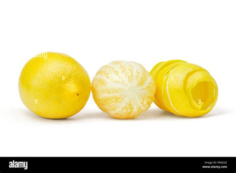 Lemon Peel Zest On White Background Stock Photo Alamy