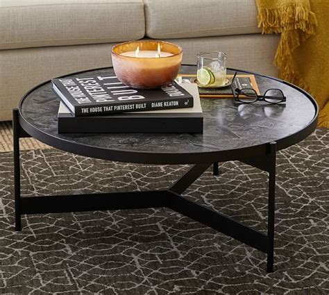 Hand crafted of concrete mixed with tempered glass and glass fiber. Warren 32" Round Marble Coffee Table in 2020 | Marble ...