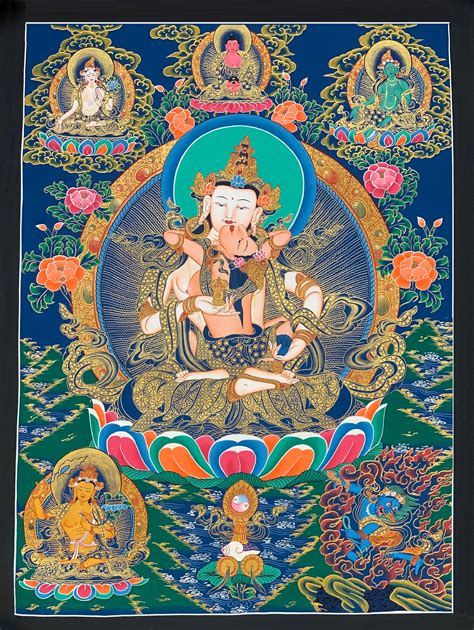 Original Hand Painted Vajrasattva Shakti High Quality Gold Tibetan