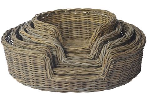 Oval Grey Rattan Dog Beds Jack Straws Baskets