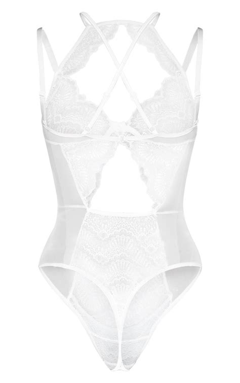 white delicate underwired lace cut out body prettylittlething