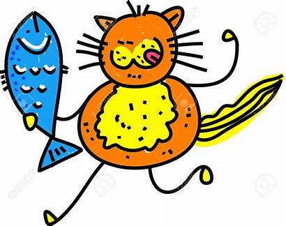 Hungry Fish Cartoon Clipart Cats Caught Illustration
