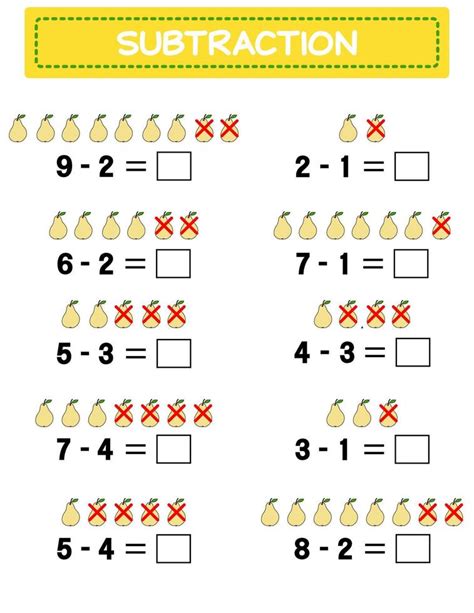 Subtraction Math Worksheet For Kids Developing Numeracy Skills Solve