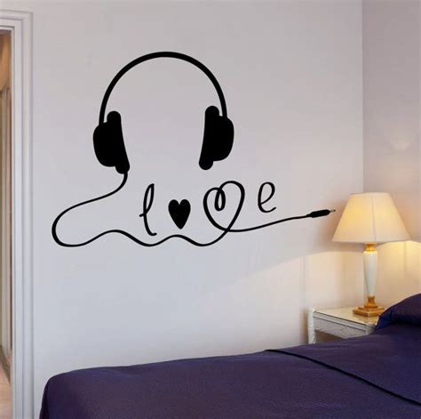 Wall Decal Headphones Music Lover Rock Pop Vinyl Stickers Art Mural