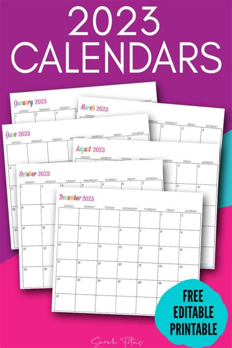 Custom Editable 2023 Free Printable Calendars Use Them For Menu
