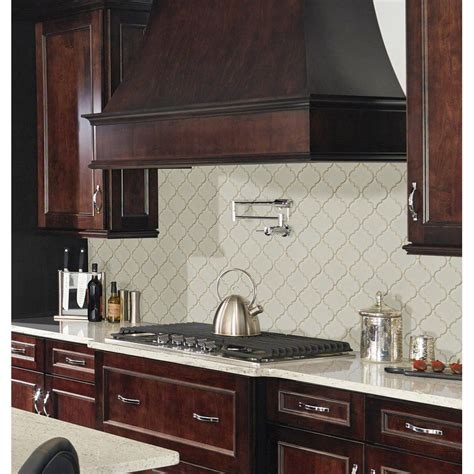 Antique white arabesque tile creates a clean and classic look. MSI Arabesque 5" x 5" Ceramic Mosaic Tile in Antique White ...