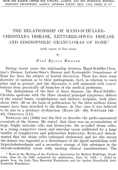 The Relationship Of Hand Schüller Christians Disease Letterer Siwes