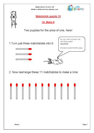Move, add or remove one or several matchsticks with mind power. Matchstick Puzzle 10 Matchstick Puzzles Maths Worksheets ...