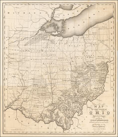 Map Of The State Of Ohio Drawn By A Bourne Including Indian
