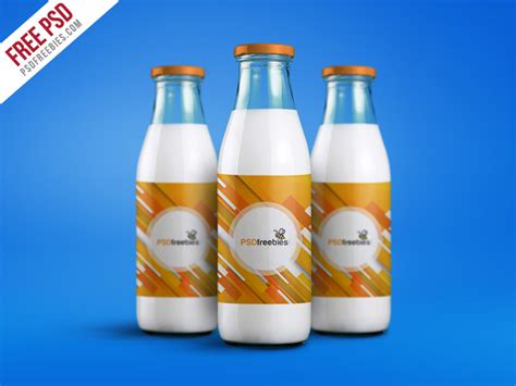 milk bottle packaging mockup psd template psdfreebiescom