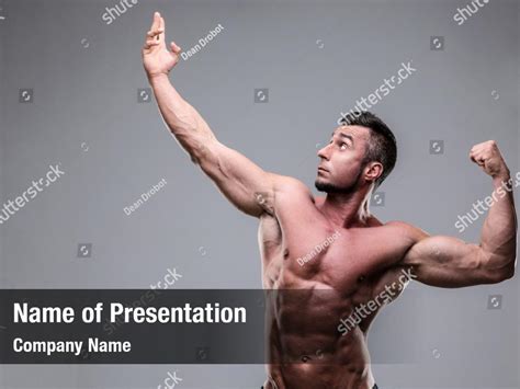 Muscular Portrait Shirtless Male Powerpoint Template Muscular