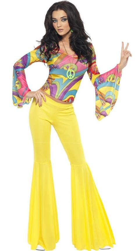 Women S Yellow Flowy S Groovy Costume Hippie Costume For Women