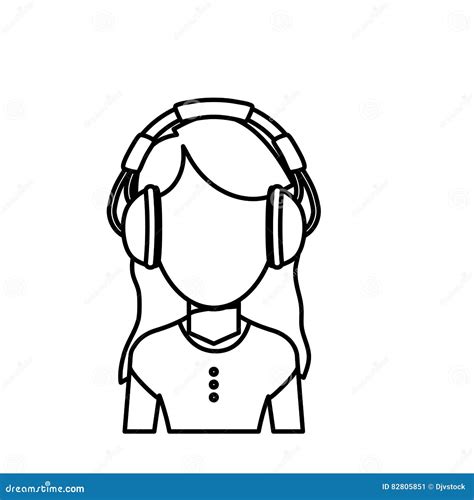 Young Person With Headphones Stock Illustration Illustration Of