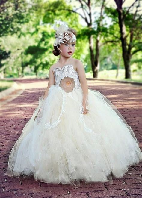 2017 lovely ball gown ivory flower girl dresses for wedding strapless lace pure princess girl