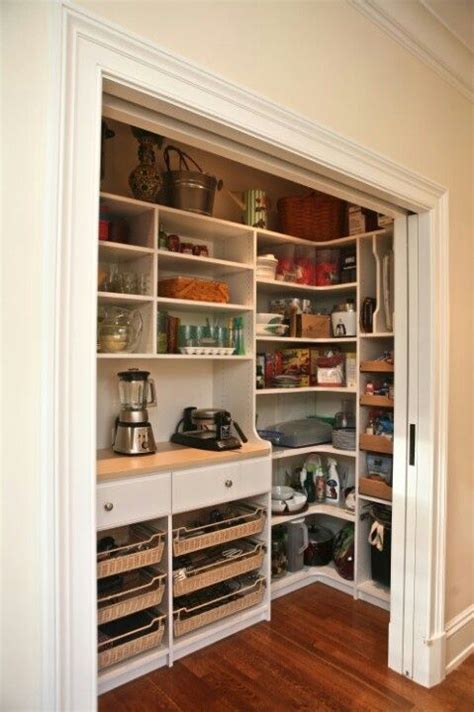 Both the upper and lower cabinets include an adjustable shelf that adapts to your needs. Narrow walk-in pantry with pocket doors. Just add enough ...