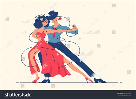 man woman dancing romantic tango vector stock vector royalty free