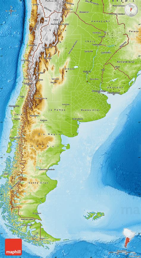 Argentina Map Satellite Map Of Argentina Shaded Relief Outside All
