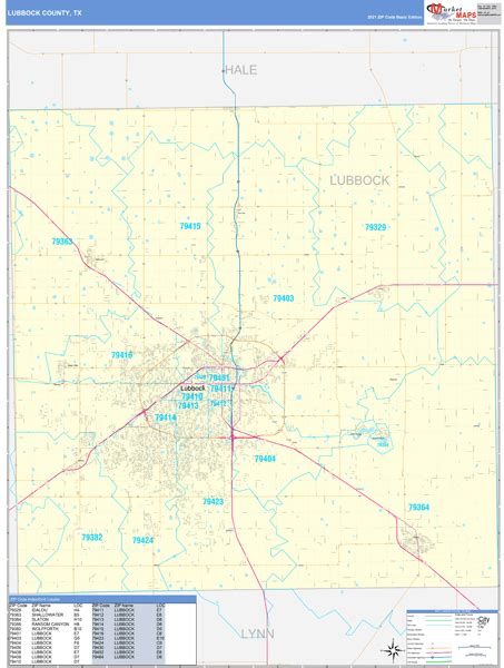 Lubbock County Tx Wall Map Basic Style By Marketmaps