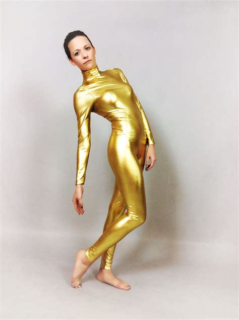gold bodysuit costume woman outfit circus dance etsy