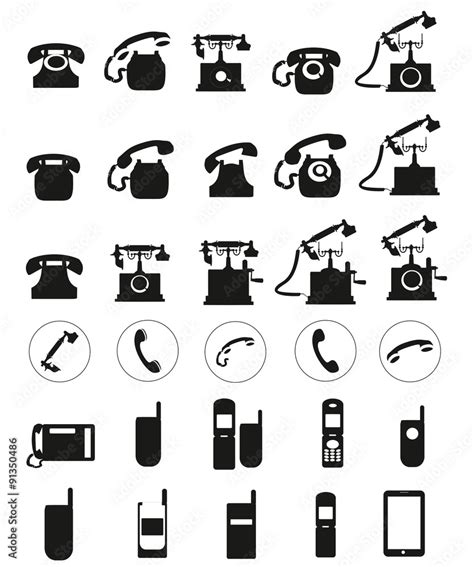 Different Vector Black Telephone Icons Set On White Background Stock