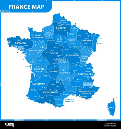 The Detailed Map Of The France With Regions Or States And Cities