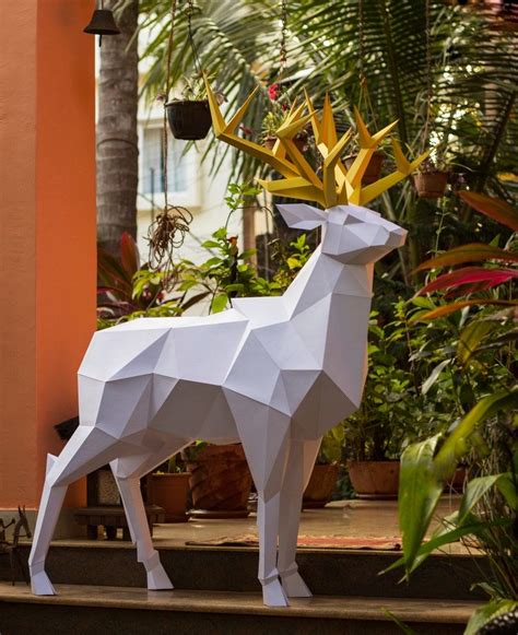 Papercraft 3d Deer Pepakura Pdf Template Low Poly Paper Etsy