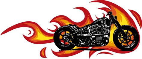 Fire Flame Vector Illustration Design Motorcycle Explosion Tribal