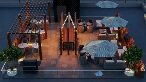 3d Architectural Visualization Of Terrace Restaurant Yantram