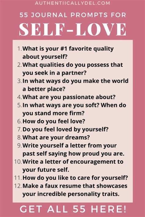 55 Self Love Journal Prompts To Inspire Confidence Authentically Del