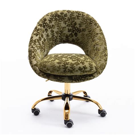 The soft, plush frame is upholstered in a velvet fabric. Ailsa Ergonomic Desk Chair Modern Upholstered Task Chair with Gold Legs Cute Home Office Chair ...