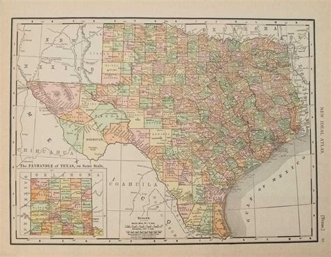1911 Rand Mcnally Map Of Texas Verso Oklahoma